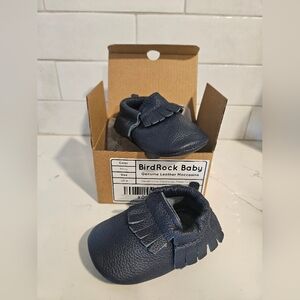 Bird Rock Baby Moccasins. Navy Blue. US 4.